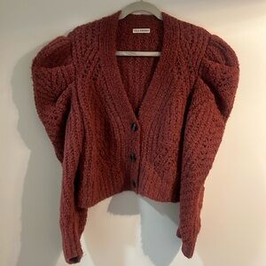 Ulla Johnson pointelle strong shoulder cardigan .